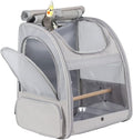 Bird Carrier Backpack, Portable Pet Travel Cage, Transport Bag for Parrots, Small Birds (Grey, 0628)