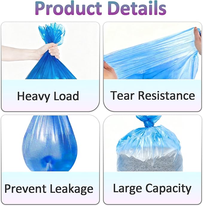 50 Pcs Cat Litter Refill Bags Compatible with Litter Genie XL/Plus/Standard/Pet Pail, Durable Universal Cat Litter Refills with Odor-Lock Design(Not Include Cartridge)