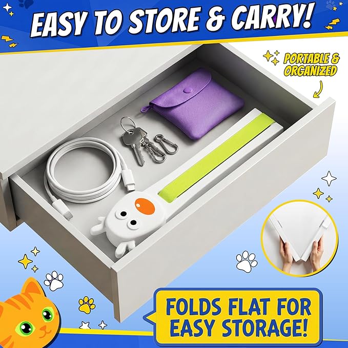 Interactive Cat Toys for Indoor Cats - Automatic Cat Toys with Motorized String Action, Sticking Door/Walls Electric Enrichment Stimulation Kitty Toy for Bored Indoor Adult & Kitten Cats (White)