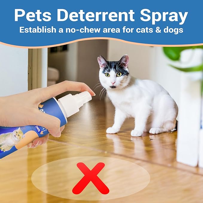 Cat Deterrent Spray, Cat Repellent Spray for Indoor Outdoor Use, No Chew Spray for Dogs & Cats, Cat Scratch Furniture Protector, 120 ML