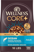 Wellness CORE+ Adult Dry Dog Food with Freeze Dried Pieces, Wholesome Grain Kibble+, Natural, High Protein, Chicken Free, Whitefish, Herring, and Salmon Recipe, 18 lb Bag