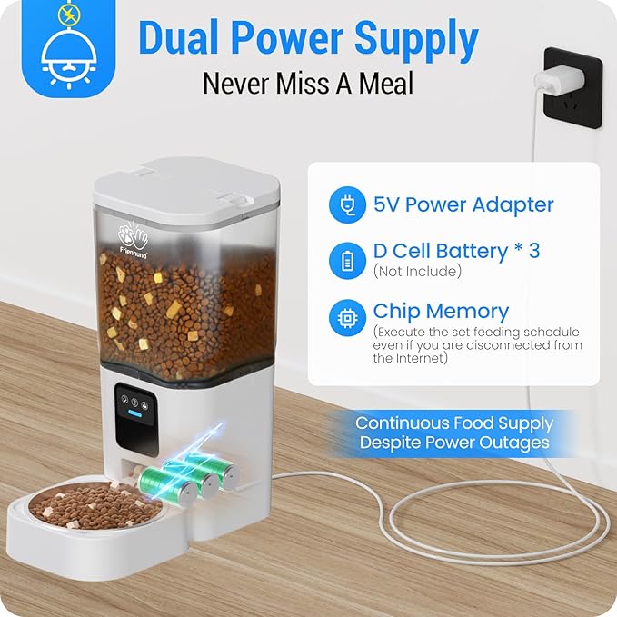 Automatic Cat Feeder with Camera: 5G WiFi Automatic Dog Feeder with Night Vision, 7L Auto Cat Food Dispenser with 1080P Camera for Multiple Pet, Detachable for Easy Clean -29 Cup (ACF100W-B)