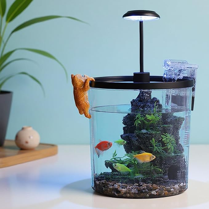 GarveeLife 1.5 Gallon Small Fish Tank, Betta Fish Tank kit with LED Light, Oxygen Generator, Fish Tank Starter Kits for Beta,Goldfish