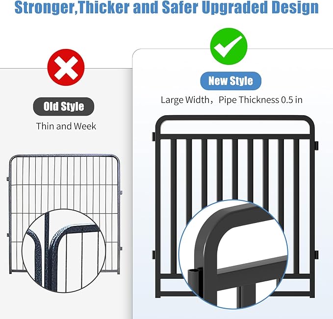 New Thickened Version Dog Playpen, 32 Inch Dog Fences for The Yard, Portable Outdoor Dog Playpen for Large/Medium/Small Dogs, Foldable Metal Dog playpen, with Doors (16 Panels, 32 Inch)