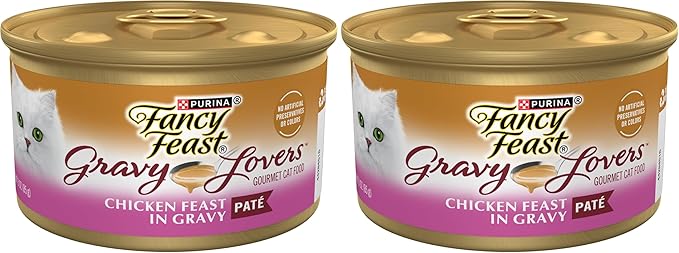 Fancy Feast Purina Gravy Lovers Chicken Feast Pate in Wet Cat Food Gravy - 3 oz. Cans,(Pack of 48)