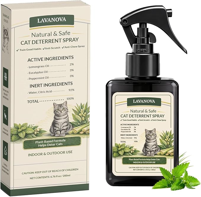Cat Deterrent Spray for Indoor and Outdoor, 200ml / 6.76 Fl Oz, Cat Scratch Deterrent for Furniture, Sofa, Carpet and Plants, Anti Marking Training Spray with Natural Ingredients
