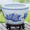 Fish Tabk Chinese Style Blue and White Ceramic Goldfish Bowl Fish Tank Balcony Fish Culture Tank Courtyard Lotus Tank Turtle Tank Aquarium Starter Kits Cool Fish Tank(Color:C,Size:42cm)