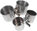 POPETPOP 2pcs Stainless Steel Bird Feeder Bowls with Clamp 5.5cm and 7cm Feeding Cups for Parrots and Small Birds for Feeding and Watering Supplies
