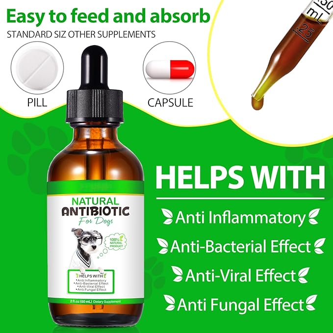 2 Pack Antibiotics for Dogs, Natural Antibiotics for Dogs, Dog Antibiotics, Dog Multivitamin for Pets, Dog Supplies Antibiotics, Natural Dog Antibiotics Supports Dog Allergy and Itch Relief