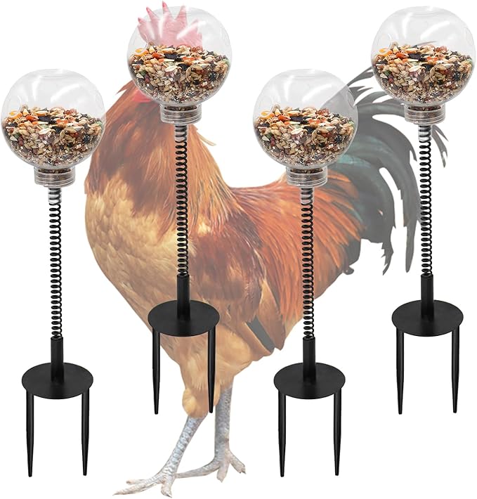 Oooct 4 Pack Chicken Peck Toy - Chicken Enrichment Toys with Swing Feeder & Slow Feeder for Hens, Ducks, Parrots