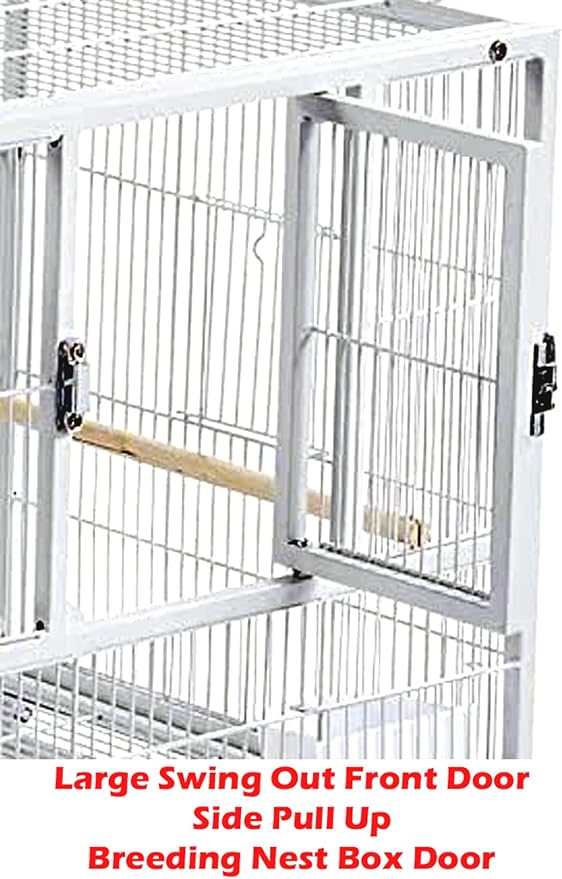 1/2/3-Combo Stacker Center Divided Breeder Breeding Bird Flight Double Rolling Cage for Aviaries Canaries Cockatiels Lovebirds Finches Budgies Small Parrots (White Vein, Three Stacker)