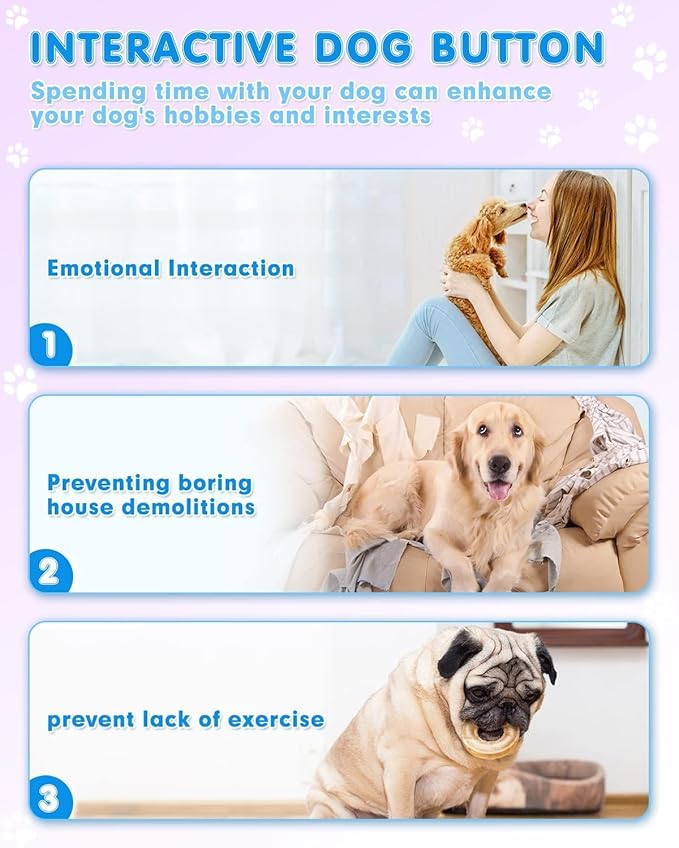 6 Piece Dog Talk Buttons, Dog Buttons for Communication with Non-Slip Mat, 30s Recordable Voice Commands To Train Pet, Dog Talking Buttons Starter Set with 48 Scene Stickers Suitable for Easy Training