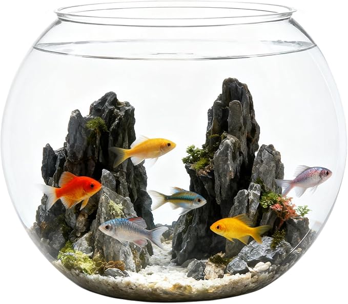 Fish Bowl - Clear Shatter-Resistant Aquarium Container for Stylish Display, Sturdy Acrylic Material with Wide Opening, Decorative Bowl for Table Centerpiece Party Decorations Home Event or Indoor Use