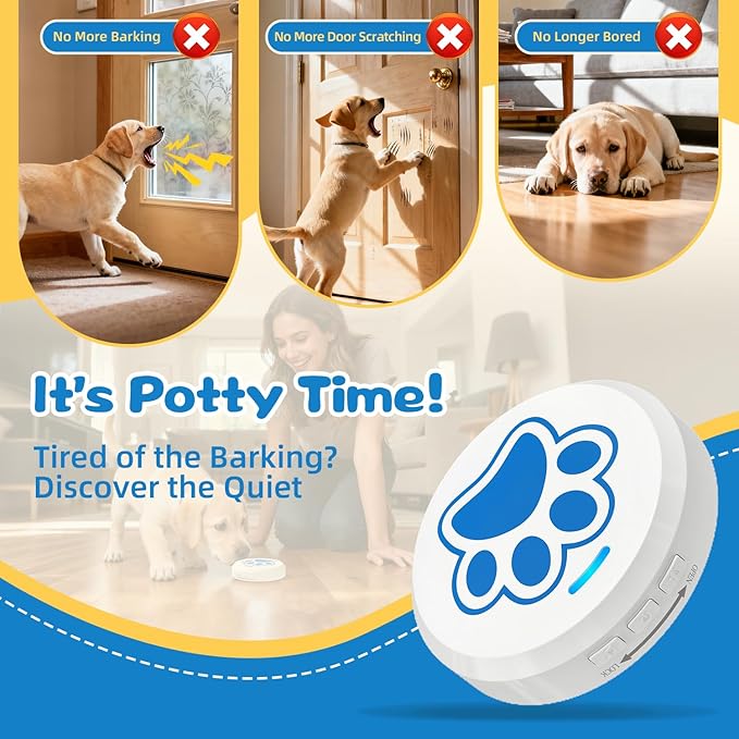 ChunHee Dog Training Bells for Door to Go Outside – Puppy Potty Training Bell, Chew-Resistant Design, 36 Ringtones, 0-115dB Adjustable Volume, Easy Way to Train Dogs to Signal Outside