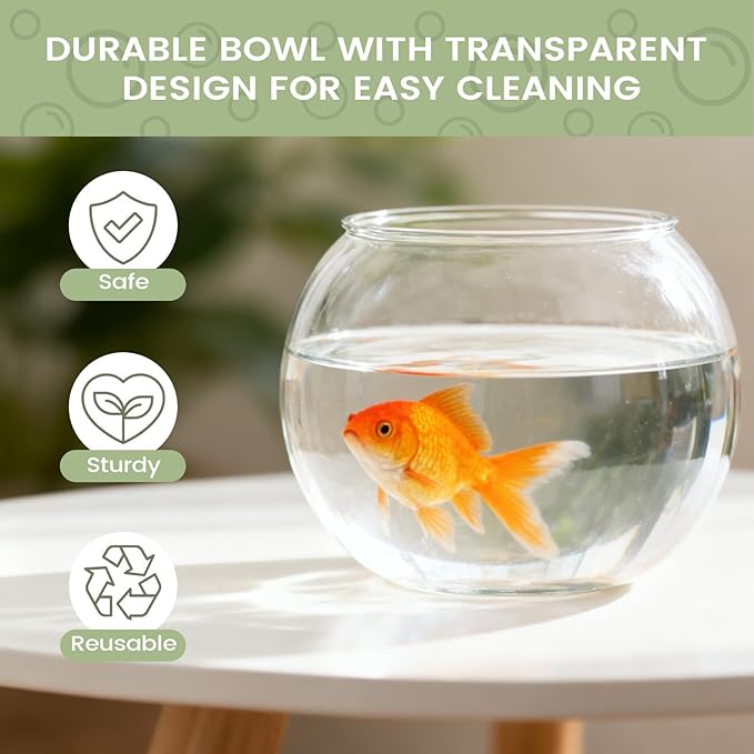 Fish Bowl - Clear Shatter-Resistant Aquarium Container for Stylish Display, Sturdy Acrylic Material with Wide Opening, Decorative Bowl for Table Centerpiece Party Decorations Home Event or Indoor Use
