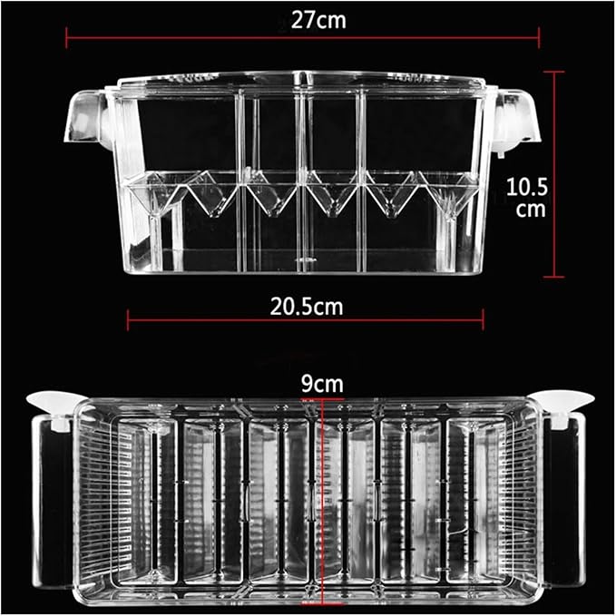 Self-Floating Aquarium Breeding Incubator Isolation Box – Double Layer 4 Rooms Transparent Acrylic Fish Hatchery Box for Fish Tank(1 Room)