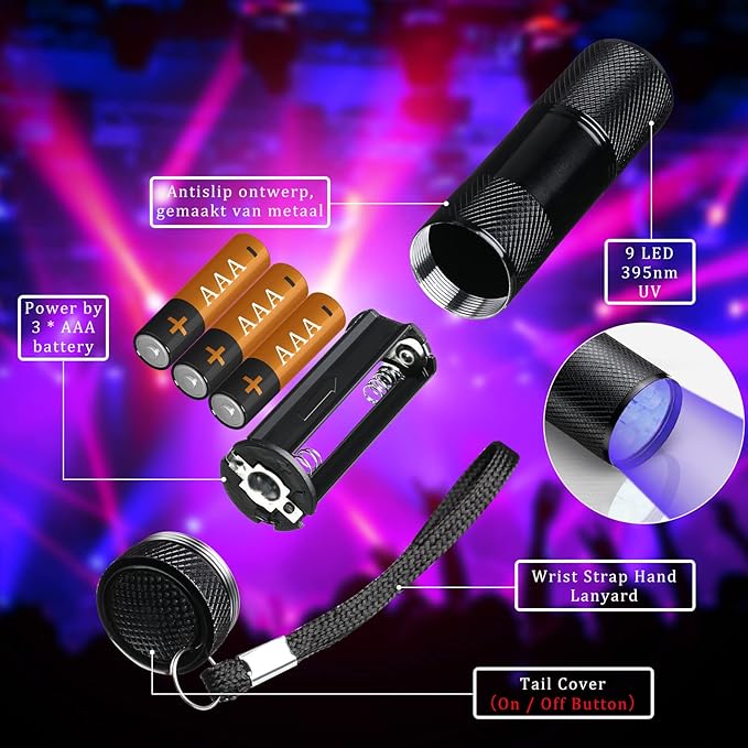 Hortsun Blacklight Flashlights Small UV Lights 395nm LED Portable Ultraviolet Light Detector Mini Flashlight Torch for House Dog Cat Pets Urine Stains Bed Bugs(20 Pcs)