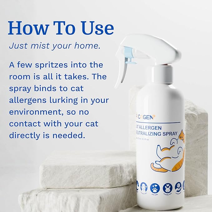 Pacagen Cat Allergen Neutralizing Spray for Humans - Perfect for Home Use, Immediate Results, Easy to Use, and Pet Friendly - A Few Sprays Away from A Clear Day