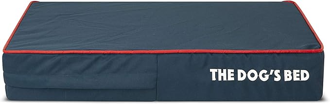 The Dog’s Bed Orthopedic Memory Foam Dog Bed Mattress, Oford Fabric, Blue with Red Trim, Small, 4-Inch