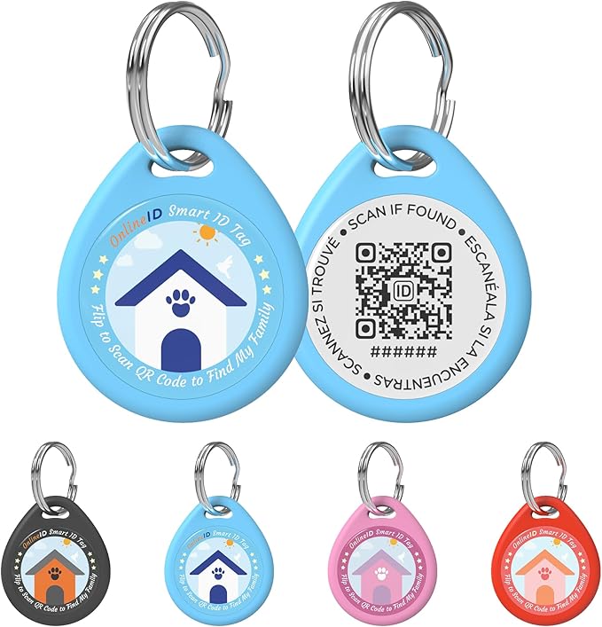1 Pack Personalized Cat Tags,QR Code Pet ID Tags with Online Profile systerm,Editable Any Names and Phone numbles,Blue,S