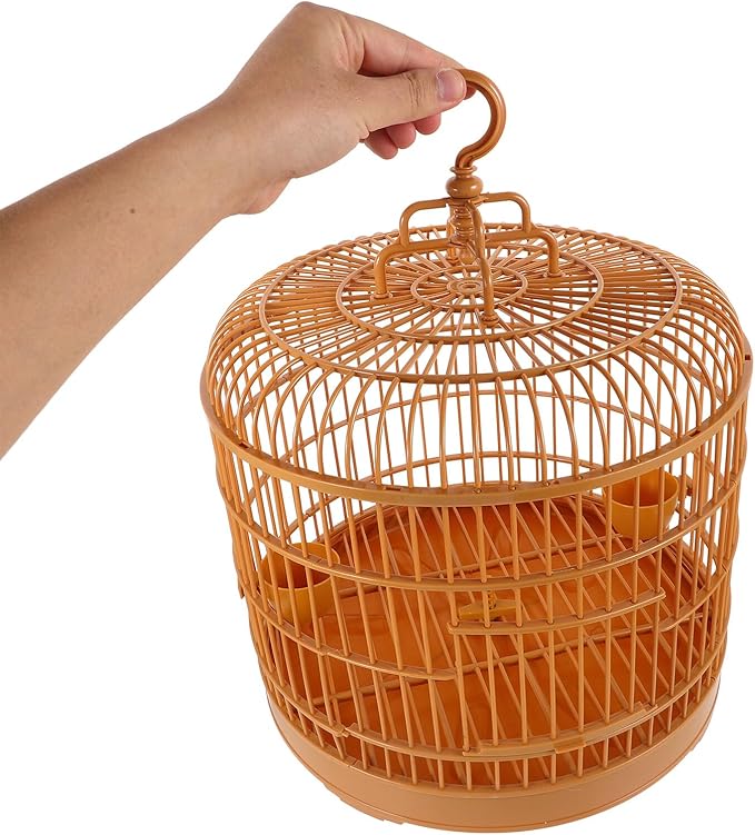 ERINGOGO Hanging Birdcage for Parakeets and Small Birds, Plastic Decorative Outdoor Cage with Handle, 29.5-inch Dome Top for Travel and Home Use