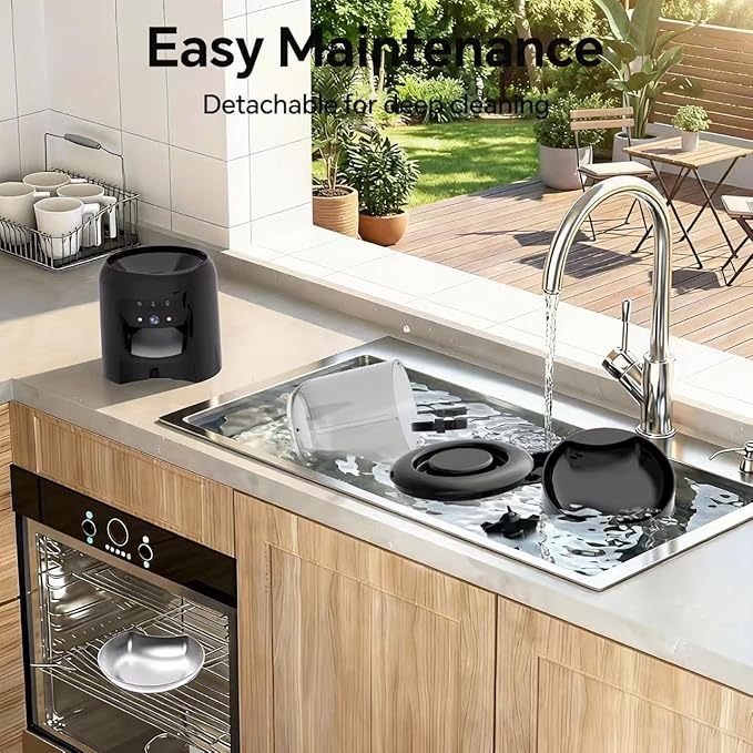 Automatic Pet Feeder with 3K HD Camera & App Control - Smart Dog Cat Feeder, 2.4G/5G WiFi, 2-Way Audio, Night Vision, Slow Feed, 6L Capacity, Battery Backup, Anti-Jam, Freshness Seal,Black