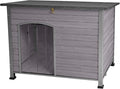Indoor Outdoor Dog House,Anti-Chewing Iron Frame Dog Kennel,Wood Warm Pets Home,Weatherproof Outside Shelter
