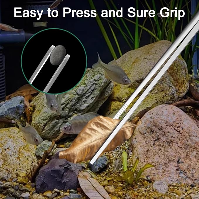 Heavy Duty Extra Long Tweezers for Fish Tank, 18.9 Inch Reptile Snake Feeding Tongs, 304 Stainless Steel Straight Tweezers Tongs for Aquarium Fish Tank Plants (Straight)