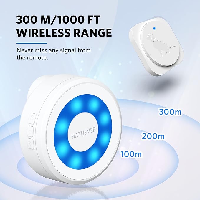 Dog Door Bell to Go Outside, Wireless Doggie Training Doorbell with 1000ft Range, IP65 Waterproof Touch Button, CD Quality Sound & 4 Notification Modes