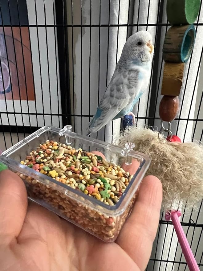 Bird Food Feeder Cup, Clear Acrylic, 3 oz Capacity, Cage Mountable,Set of 4 feeders, Size 3"x 1.5"
