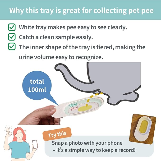 Pet Urine Collection - Cat Urine Sample Tray (6-Pack) Disposable Paper Clean Catch for Cats & Small Dogs - Midstream Slide-Under - No Special Litter Required - Made in Japan