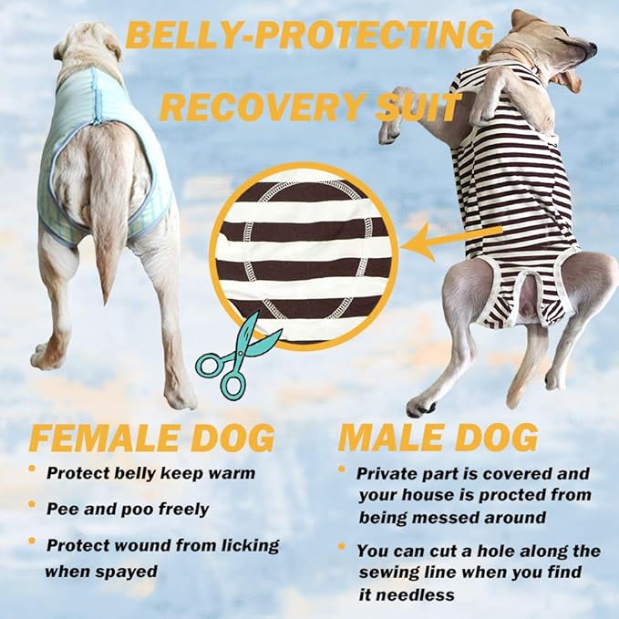 Dog’s Recovery Suit Post Surgery Shirt for Female Male Dog, E-Collar Alternative Wound Protective Clothes (Brown white-5xl)