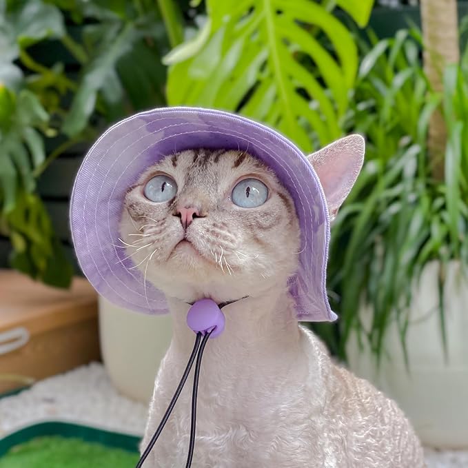 Pet hat with Ear Holes Sunscreen Baseball Cap Suitable for Small and Medium-Sized Dogs Outdoor Climbing hat in Summer Pet Products (Purple, Small)