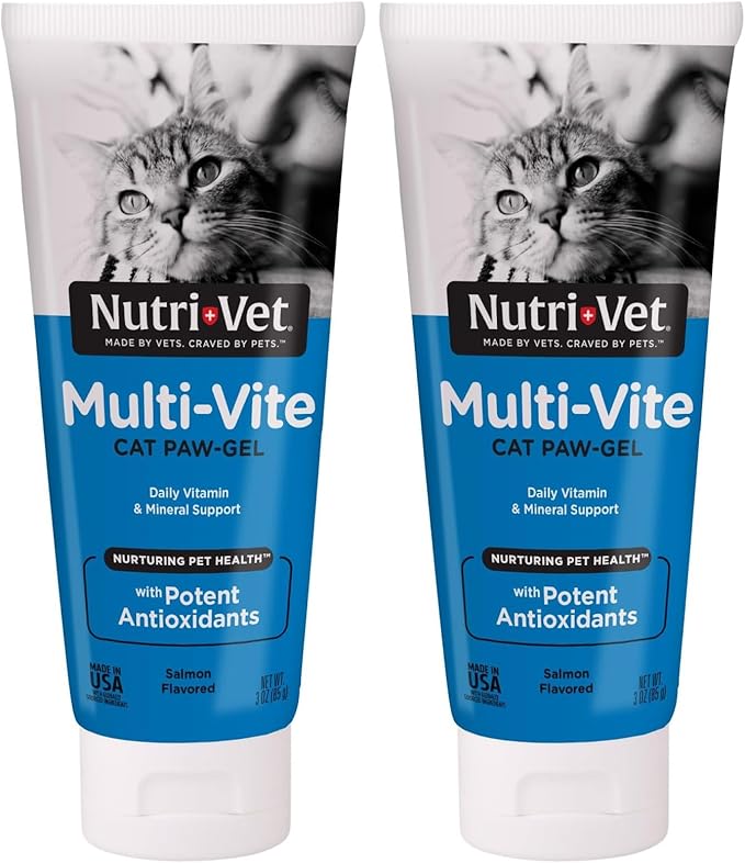 Nutri-Vet Multi-Vite Paw Gel for Cats,Daily Vitamin,Kitten Supplies,Immune Support,Cat Vitamin,Potent Antioxidants,Multi-Vitamin Paw Gel,Senior Feline Supplements,3 oz,(Pack of 2)