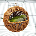 Rattan Bird Nest for Cage，Hanging Parakeet Bed Hammock Hideout Lay Eggs Canary Nest Sleep Parakeet Warm House Hut Parrot Cage Accessories for Cockatiel Budgerigar Finche Canaries