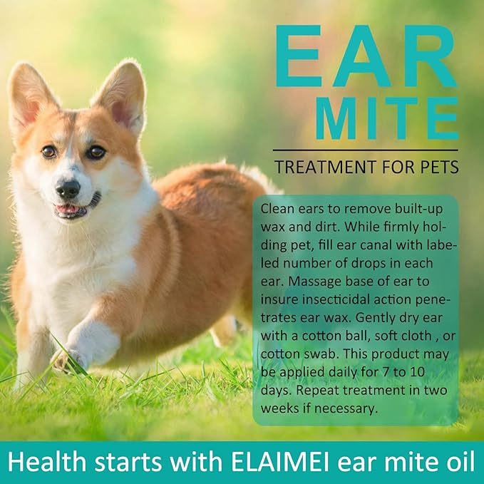 Ear Mites Clean for Dogs & Cat, with Aloe Vera, Cleaner on Contact & Soothes Itching, Vet-Recommended Formula for Pets Ear Cleaning, Fast-Acting
