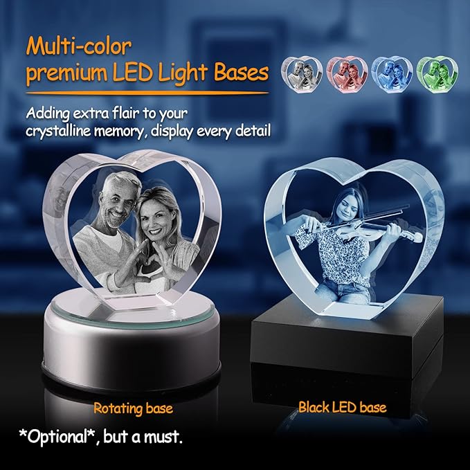 Dog Memorial Gifts for Pet Loss – Personalized Crystal Photo for Dogs & Cats, Custom Laser Etched Crystal (Medium Heart)