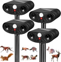 2026 Upgraded Solar Ultrasonic Animal Repellent Deer Repellent Devices Cat Deterrent Outdoor with Motion Sensor Dog Deterrent Keep Raccoon Squirrel Skunk Rabbit Away from Yard Lawn Garden 4 Pack