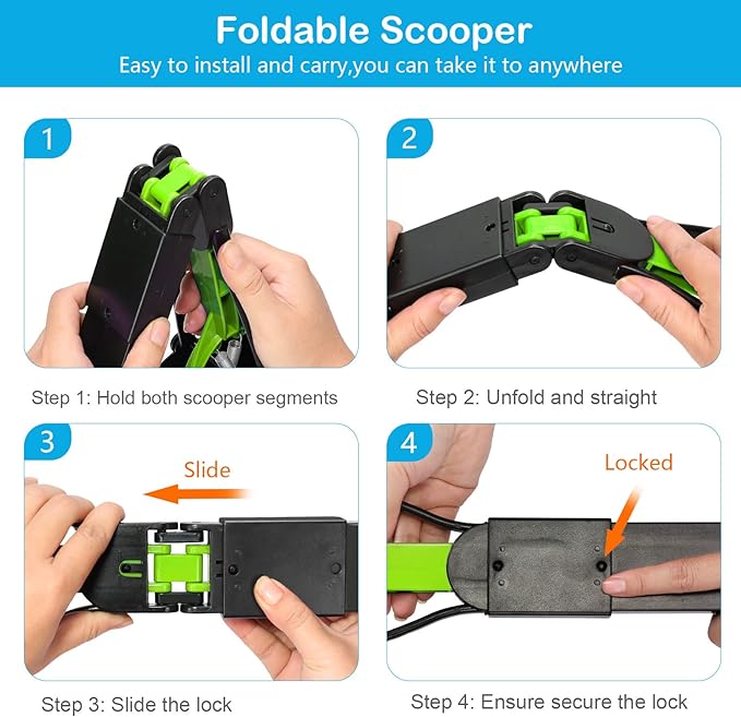UPSKY 23.6 Inches Pooper Scooper for Large Small Dogs, Folding Dog Poop Scooper, Sturdy Spring and Premium Materials，Easy to Use for Grass, Dirt, Gravel Pick Up Shovel Green