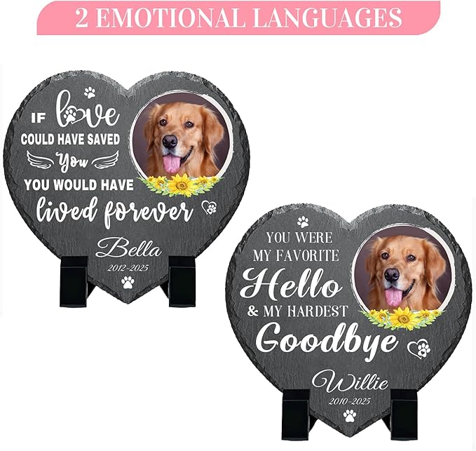 Alienc Personalized Pet Memorial Stone – Custom Dog & Cat Memorial Gifts for Loss, Outdoor Pet Grave Marker, Sympathy Keepsake for Dogs and Cats
