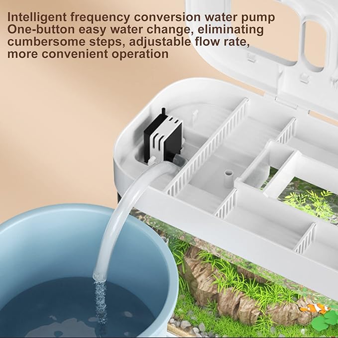 Smart Aquarium Kit, Indoor Aquarium Tank with Filter LED Lighting and Filtration, USB Sesktop Mini Aquarium Fish Tank for Home