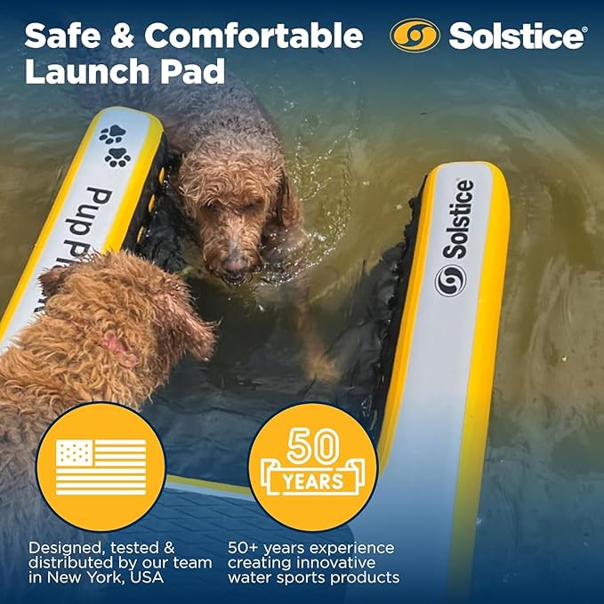 Solstice Inflatable Pup Plank, Dog Water Ramp, Inflatable Dog Pool Ramp for Boats, Docks, Pools – Floating Platform for Pets, Above/Inground Pool Use