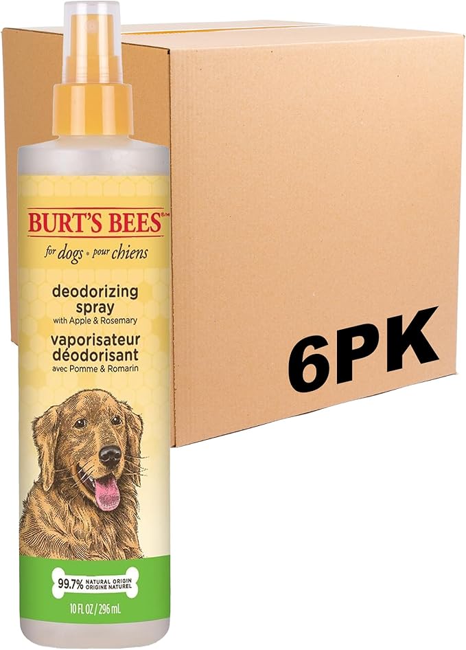 Burt's Bees for Pets Deodorizing Spray for Dogs with Apple and Rosemary, 99.7% Natural Origin Formulas, Waterless Dog Shampoo - Gentle Dry Shampoo for Dogs, Best Dog Shampoo, 10 oz