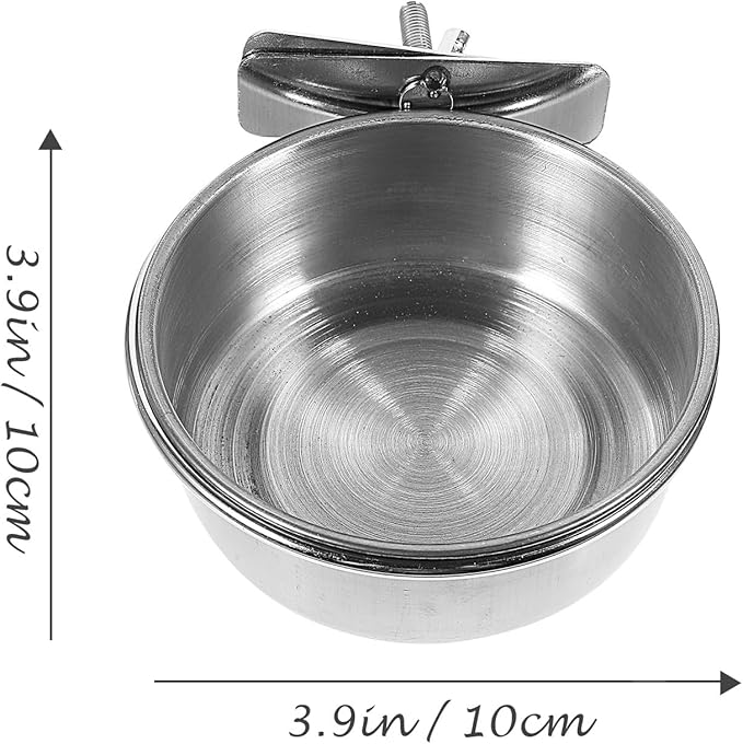 Beaupretty 3pcs Stainless Steel Bird Feeder Bowls with Water Cups 10cm Diameter for Parrot Cage Feeding and Watering Supplies