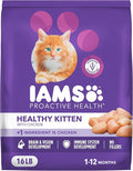 IAMS Proactive Health Kitten Dry Cat Food, Healthy Kitten Food Dry Recipe with Real Chicken in Every Bite, 16 Lb. Bag