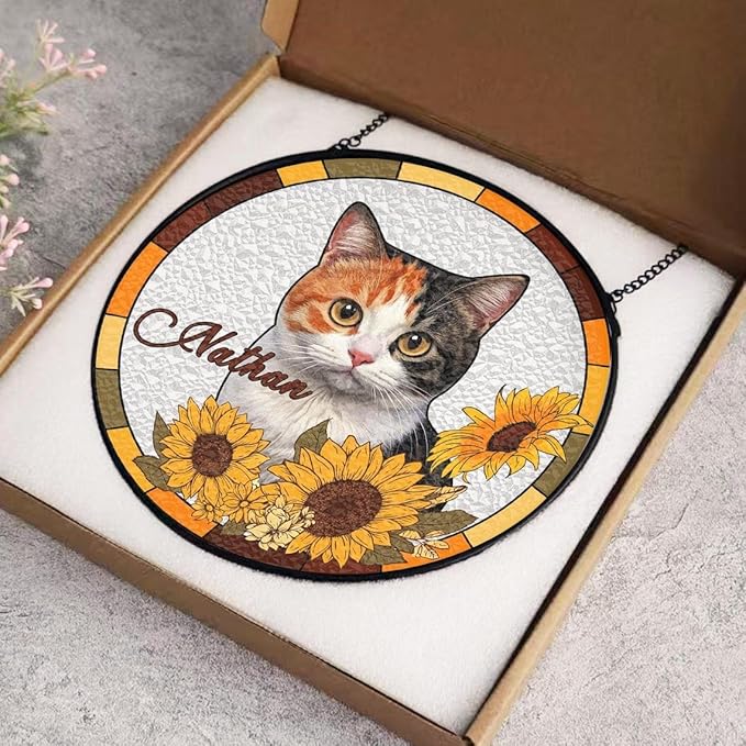 Custom Dog Portrait Stained Glass Catcher, Pet Memorial Stained Glass Photo Catcher, Staineds Glass Dog Memorial, Loss of Dogs Sympathy Gift Personalized, Pet Loss Gifts /10