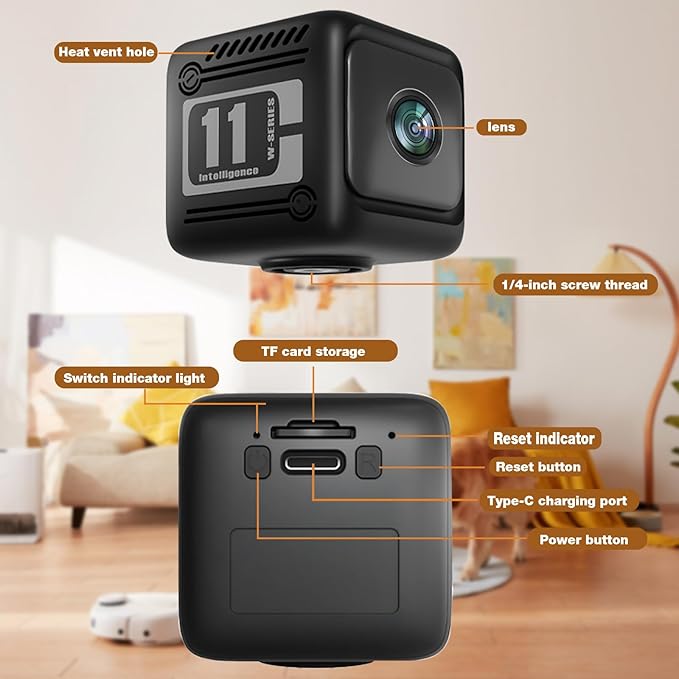 2K Mini Wireless Security Camera, Indoor Home WiFi Camera, Night Vision, Motion Detection, Pet Monitor & Elderly Care, WiFi 6(2.4G Only), Multi-User Sharing, Black
