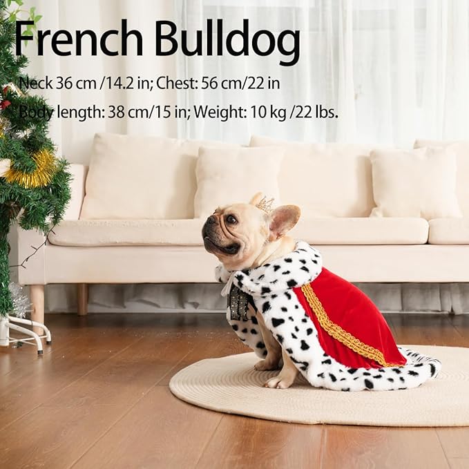 Lovelyshop pet Serial Lux Fur Red Cat Dog Cloak for Halloween Costumes, King Queen Prince and Princess Cosplay-M/Oversize