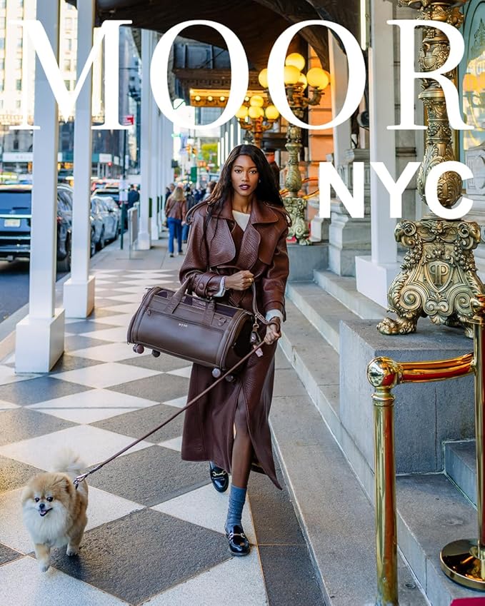 MOOR NYC Luxury Made Travel Bag. A Unique Pet Travel Bag Design for Dogs or Cats. TSA Approved (Cocoa Luxury Travel Bag)