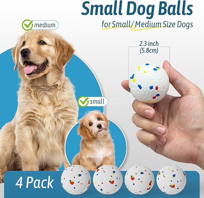 HETOO Dog Balls - Tennis Ball for Dogs: 2.2 Inch ETPU Balls for Small Medium Dogs Puppy- 4 Pack Water Toys Outdoor Toys - for Small Automatic Dog Ball Launcher